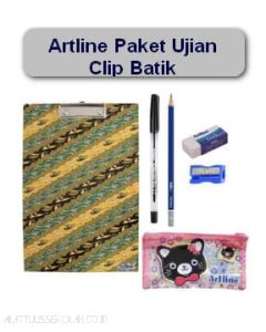 Contoh peralatan kantor Artline Paket Ujian Clip Batik Rautan Pensil,Penghapus Pensil,Pensil,Clipboard Batik dan gambarnya