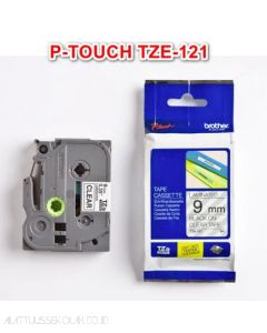 Contoh peralatan sekolah Brother TZE-121 Black on Clear 9mm P-touch Tape dan gambarnya