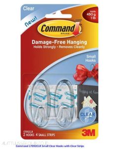 e-catalogue gambar alat tulis Command 17092CLR Small Clear Hooks Pengait Gantungan Bening Dinding ukuran Kecil 