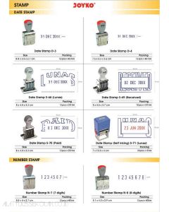 Contoh Joyko D-3 | D-4 | S-68 | S-69 | S-70 | S-71 Stempel Tanggal Date Stamp Keterangan Lunas Received Paid merek Joyko