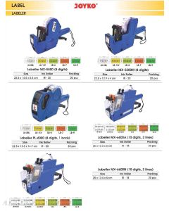 Contoh Joyko MX-5500 | MX-5500M | MX-6600A | MX-6600N | PL-6000 Alat Mesin Cetak Label Harga 1 baris / 2 baris merek Joyko