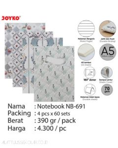 Jual Buku Tulis Catatan Diary Agenda Bergaris Jahit Joyko Notebook NB-691 Classical Pattern (A5) termurah harga grosir Jakarta