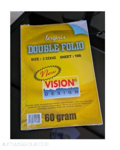 Foto Blank Lined Writing Paper New Vision Kertas Bergaris Double Folio 100 lbr merek Gelatik Kembar