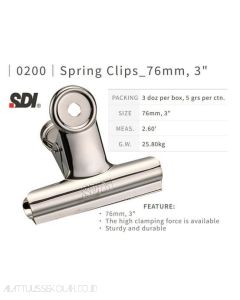 Macam macam perlengkapan sekolah SDI 0200 Round Spring Clips 76 mm (3") Stainless Steel Klip Penjepit dan gambarnya