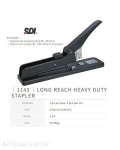 Katalog brosur gambar alat tulis Stapler Jilid model SDI 1143 Long Reach Heavy Duty Stapler 12L/24 (Max 240 Lbr) Alat Jilid Kertas