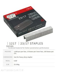 Contoh peralatan kantor SDI 1217 Heavy Duty Staples 23/17 Isi Stapler Jilid dan gambarnya