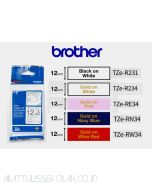 Contoh gambar Brother TZE-RE34 Gold on Pink Ribbon Tape 12mm P-touch Tape dan gambar stationery merk Brother (tape)