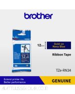 Contoh peralatan kantor Brother TZE-RN34 Gold on Navy Blue Ribbon Tape 12mm P-touch Tape dan gambarnya